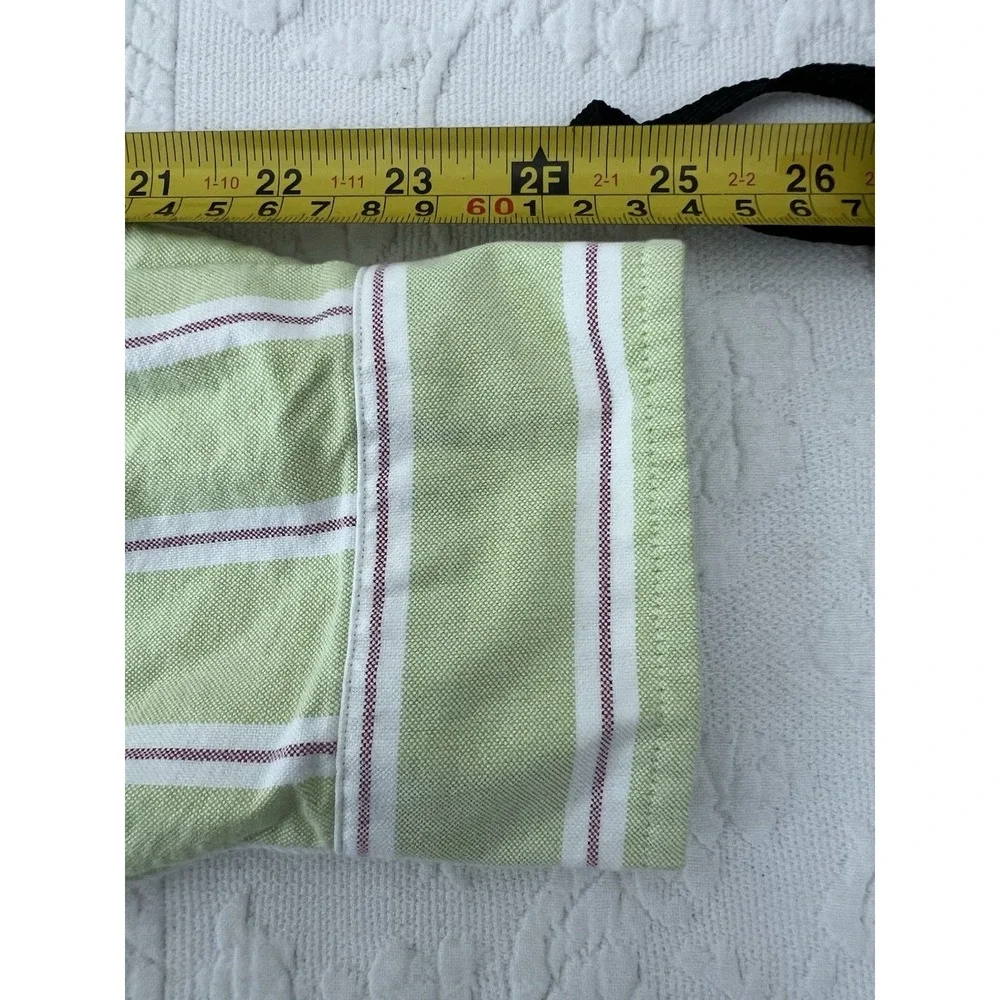 Ralph Lauren Shirt Mens L Green Stripe Oxford Classic Fit Button Down Flesh Pony